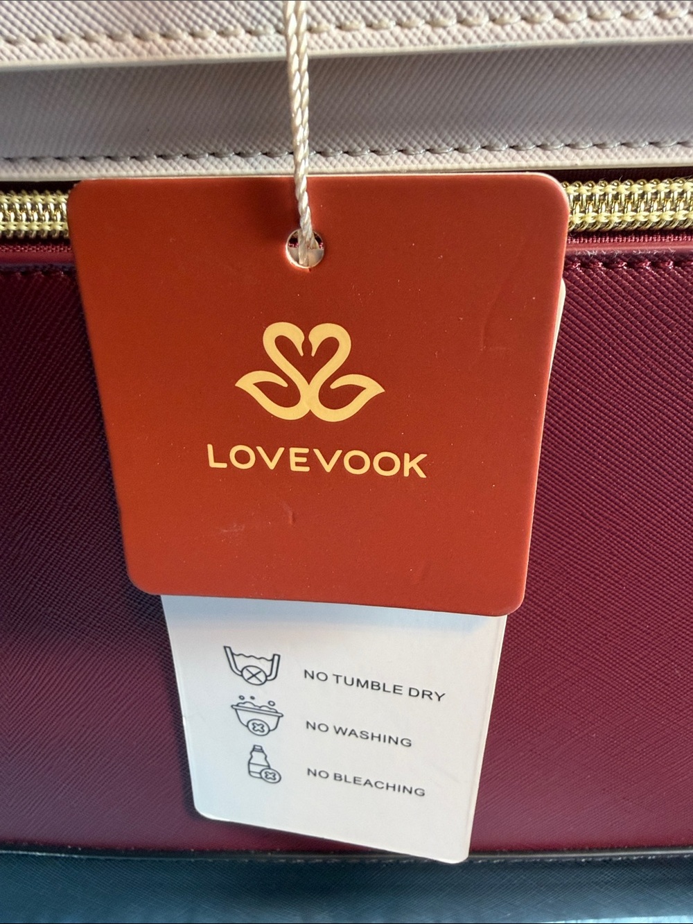 Lovevook Two-Tone Burgundy & White Structured Work Tote Bag - Picture 4 of 9